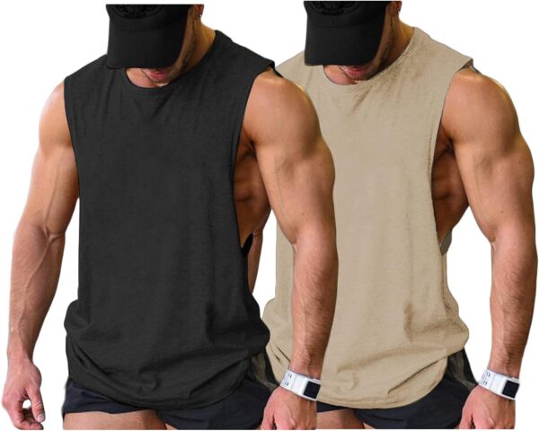 COOFANDY Camiseta regata masculina de treino, 2 unidades, academia, musculação, sem mangas, camisetas musculares