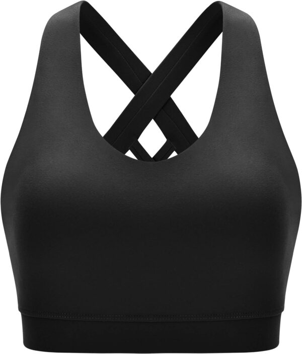 RUNNING GIRL Sports Bra for Women, Criss-Cross Back Padded Strappy Sports Bras Medium Support Yoga Bra with Removable Cups - Image 3