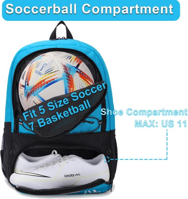 Hsmihair Soccer Bag-Soccer Backpack&Backpack for & Football Volleyball & Basketball,with Ball Compartment and Separate Cleat - Image 5