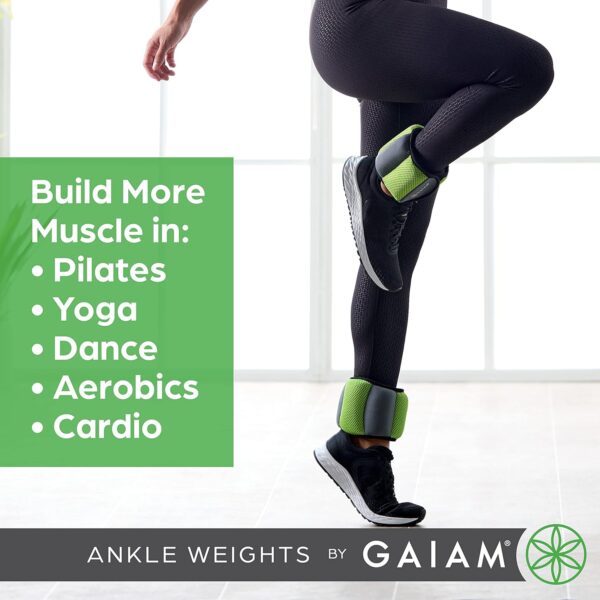 Gaiam Conjuntos de pesos de tornozelo para mulheres e homens com alças ajustáveis – caminhada, corrida, pilates, ioga, dança, aeróbica, exercícios cardiovasculares - Image 5