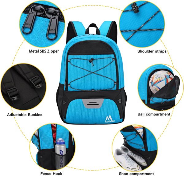 Hsmihair Soccer Bag-Soccer Backpack&Backpack for & Football Volleyball & Basketball,with Ball Compartment and Separate Cleat - Image 2