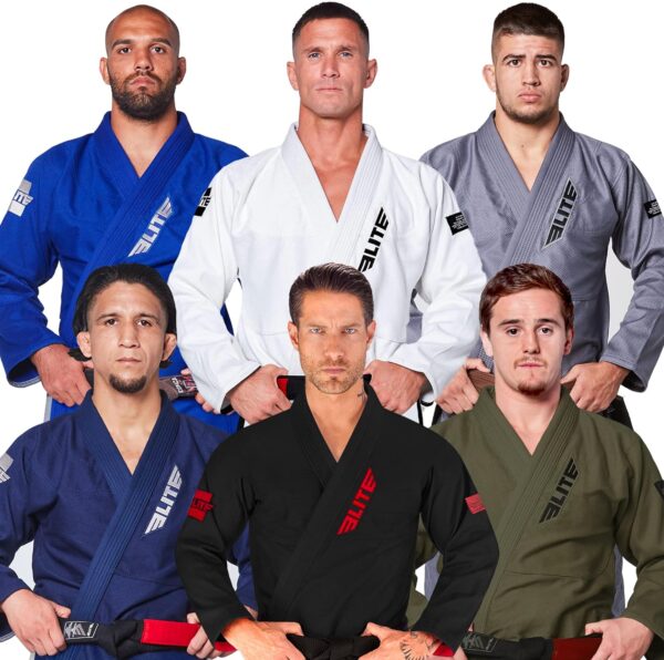 Elite Sports Bjj Gi for Men - Brazilian Jiu Jitsu Gi - Tecido pré-encolhido absorvente de suor - Lavável na máquina - Cinto branco grátis