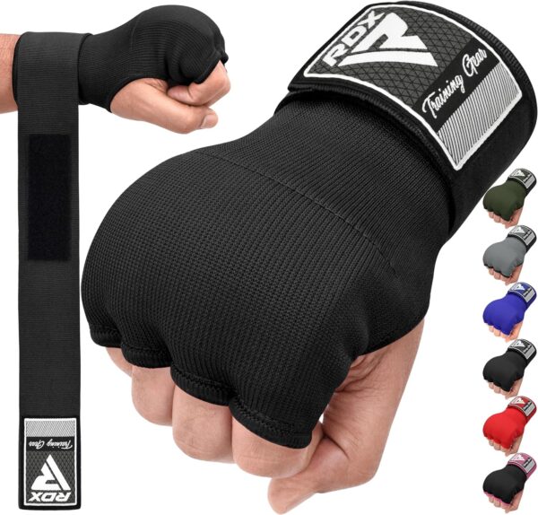 RDX Luvas internas de boxe de gel para homens e mulheres, alças de pulso rápidas de 75 cm de comprimento, punho acolchoado elástico sob as luvas, Muay Thai MMA Kickboxing artes marciais bandagens de