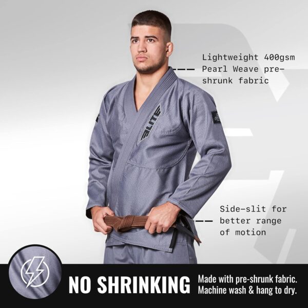 Elite Sports Bjj Gi for Men - Brazilian Jiu Jitsu Gi - Tecido pré-encolhido absorvente de suor - Lavável na máquina - Cinto branco grátis - Image 2