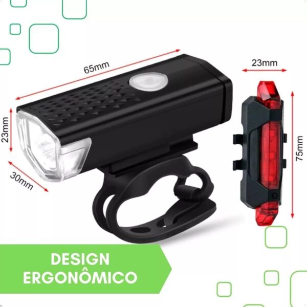 COEMA Kit de luzes de bicicleta recarregável, conjunto de farol e lanterna traseira, impermeável, vários modos de luz (2 cabos USB incluídos) - Image 4