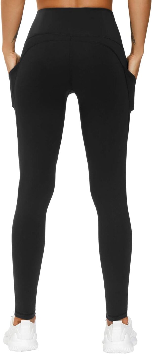 THE GYM PEOPLE Calça de ioga grossa de cintura alta com bolsos, leggings femininas para exercícios e corrida e controle de barriga - Image 3