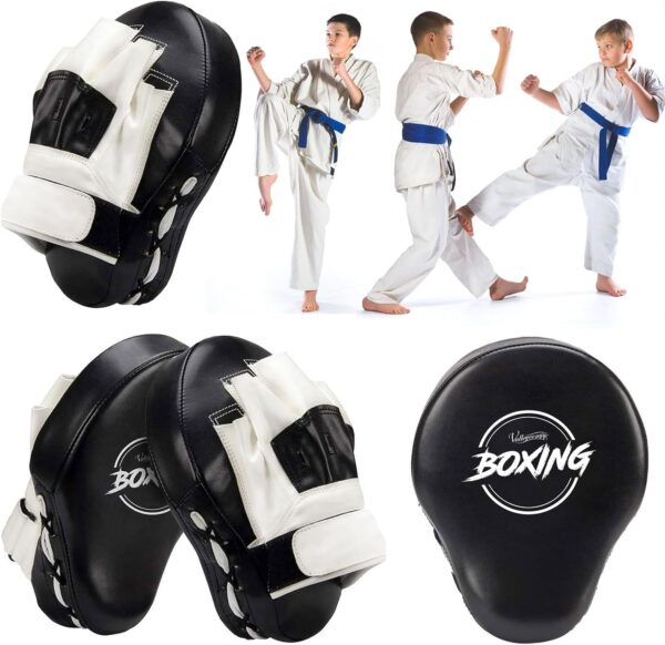 Valleycomfy Luvas de perfuração com foco curvo de boxe - Almofadas de mão de treinamento de couro sintético - Image 4