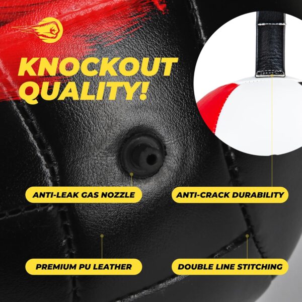 Bola de boxe com extremidade dupla – Bolsa de boxe de extremidade dupla de couro sintético – Saco de pancadas com cabos ajustáveis, bomba, kit de instalação – Saco de pancada com extremidade dupla - Image 4